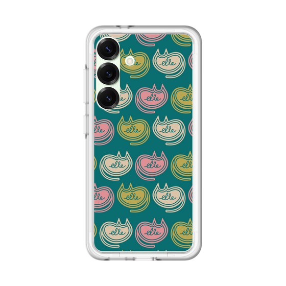 スリムプロテクションプレミアムケース［ ELLE - Cat Pattern - グリーン ］