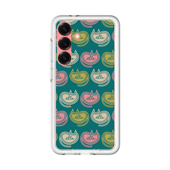 スリムプロテクションプレミアムケース［ ELLE - Cat Pattern - グリーン ］