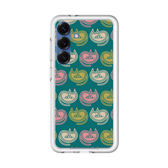 スリムプロテクションプレミアムケース［ ELLE - Cat Pattern - グリーン ］