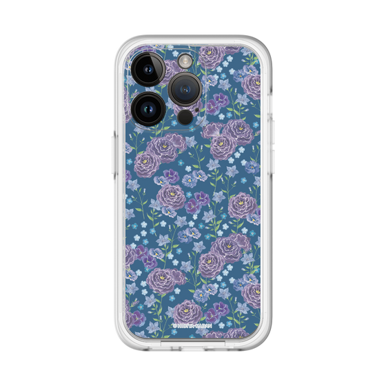 スリムプロテクションプレミアムケース［ 日比谷花壇 - FloralSymphony - ネイビー ］