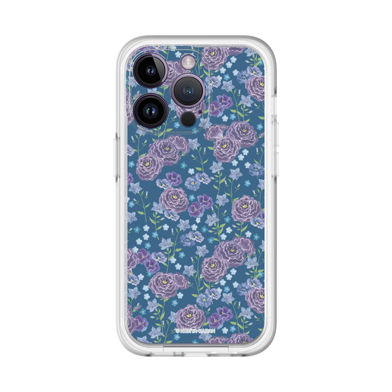 スリムプロテクションプレミアムケース［ 日比谷花壇 - FloralSymphony - ネイビー ］