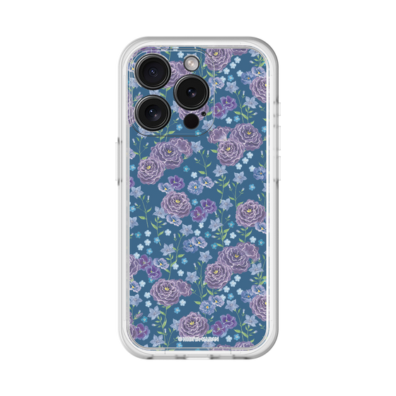 スリムプロテクションプレミアムケース［ 日比谷花壇 - FloralSymphony - ネイビー ］