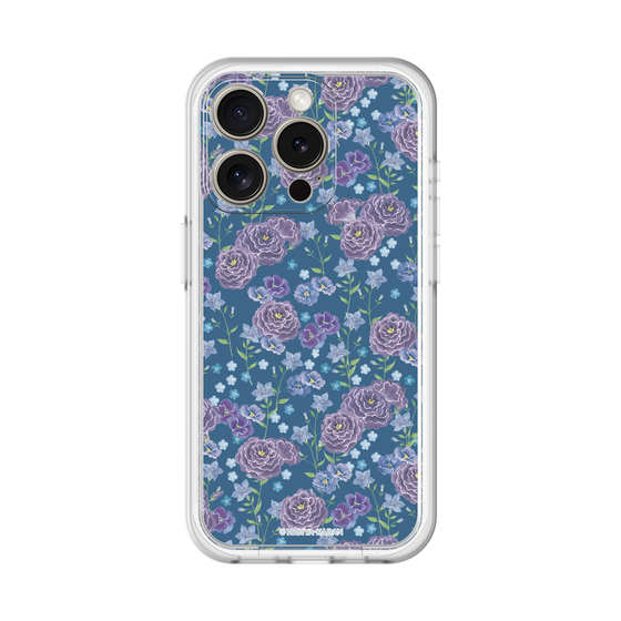 スリムプロテクションプレミアムケース［ 日比谷花壇 - FloralSymphony - ネイビー ］