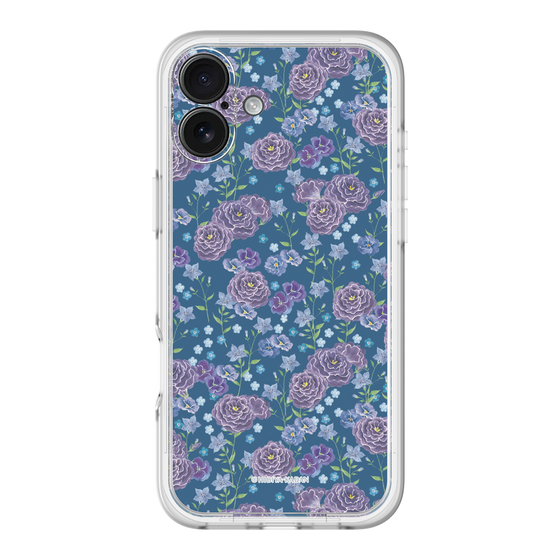 スリムプロテクションプレミアムケース［ 日比谷花壇 - FloralSymphony - ネイビー ］