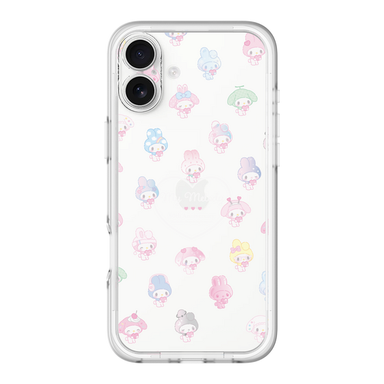 スリムプロテクションプレミアムケース［ マイメロディ50周年・クロミ20周年 - マイメロディ - ガーリーポップハート総柄 ］