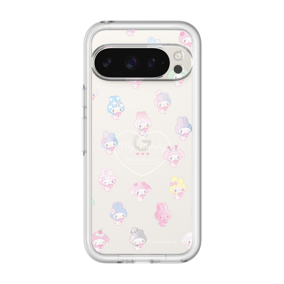 スリムプロテクションプレミアムケース［ マイメロディ50周年・クロミ20周年 - マイメロディ - ガーリーポップハート総柄 ］