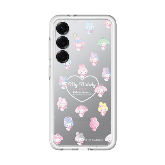 スリムプロテクションプレミアムケース［ マイメロディ50周年・クロミ20周年 - マイメロディ - ガーリーポップハート総柄 ］