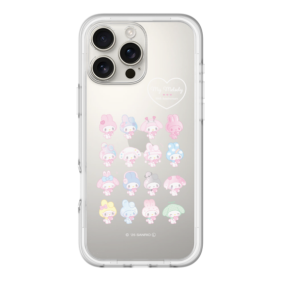 スリムプロテクションプレミアムケース［ マイメロディ50周年・クロミ20周年 - マイメロディ - ガーリーポップハート ］