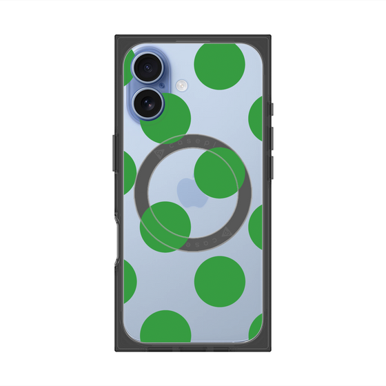 プレミアムスクエアケース with MagSafe［ シンプルドット - Green ］