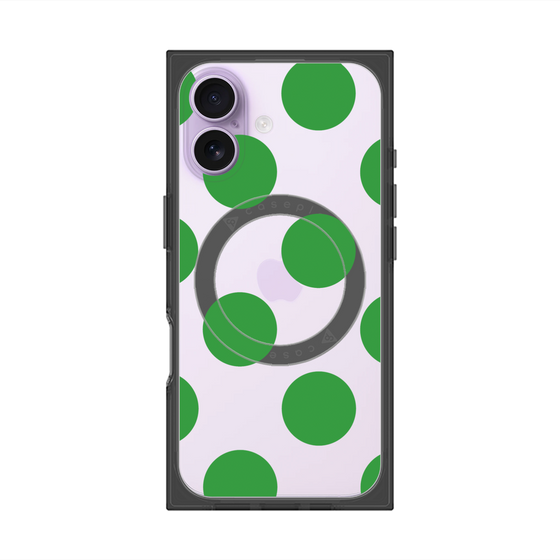 プレミアムスクエアケース with MagSafe［ シンプルドット - Green ］