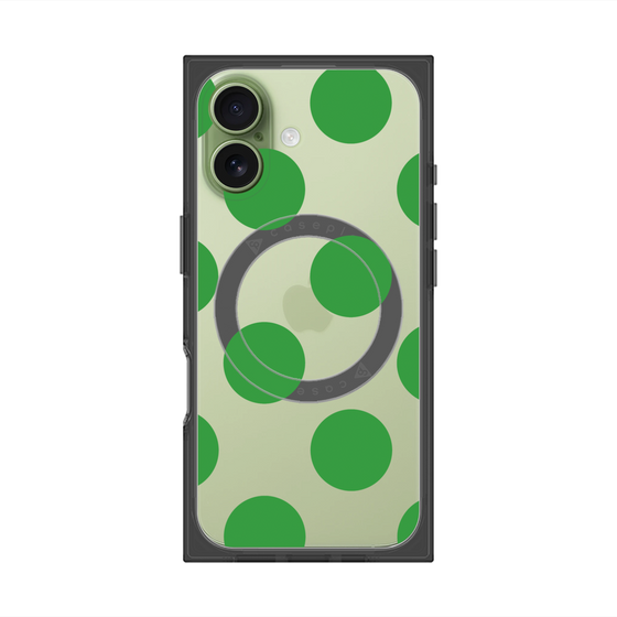 プレミアムスクエアケース with MagSafe［ シンプルドット - Green ］