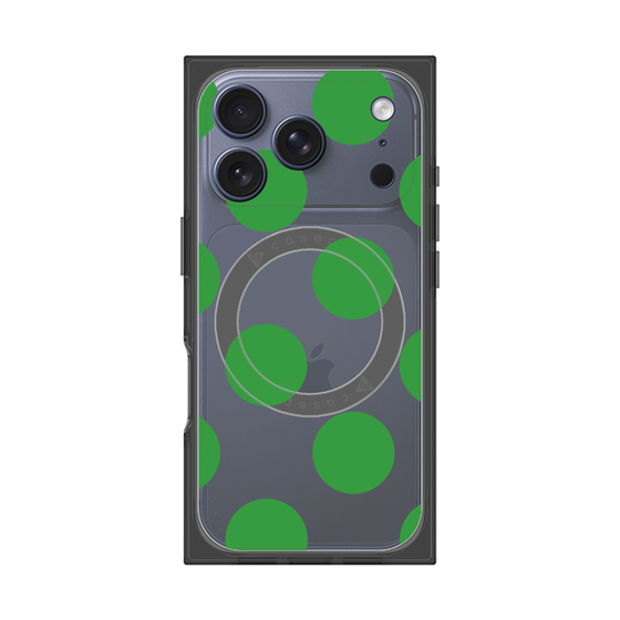 プレミアムスクエアケース with MagSafe［ シンプルドット - Green ］