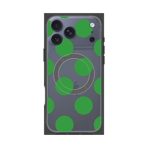 プレミアムスクエアケース with MagSafe［ シンプルドット - Green ］