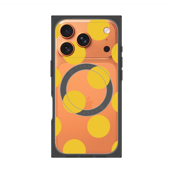 プレミアムスクエアケース with MagSafe［ シンプルドット - Yellow ］