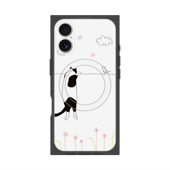 プレミアムスクエアケース with MagSafe［ 夢中に覗く三毛ねこ ］