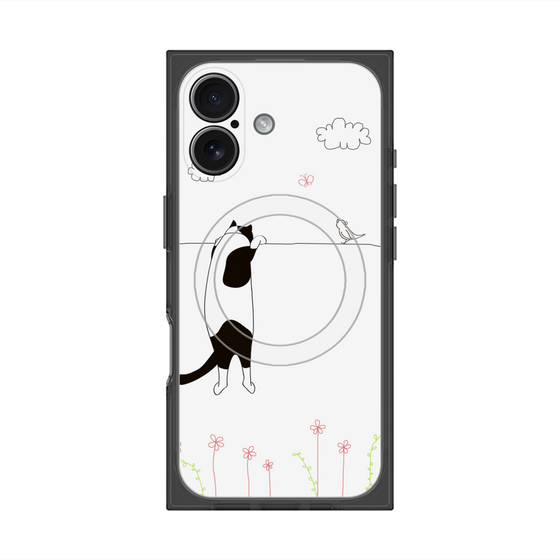 プレミアムスクエアケース with MagSafe［ 夢中に覗く三毛ねこ ］