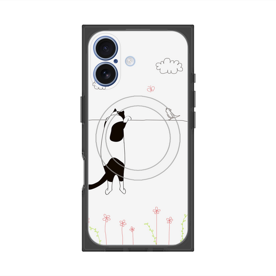 プレミアムスクエアケース with MagSafe［ 夢中に覗く三毛ねこ ］