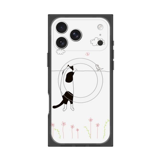 プレミアムスクエアケース with MagSafe［ 夢中に覗く三毛ねこ ］