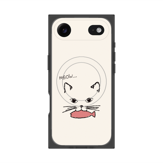プレミアムスクエアケース with MagSafe［ 食いしん坊なねこ - White ］