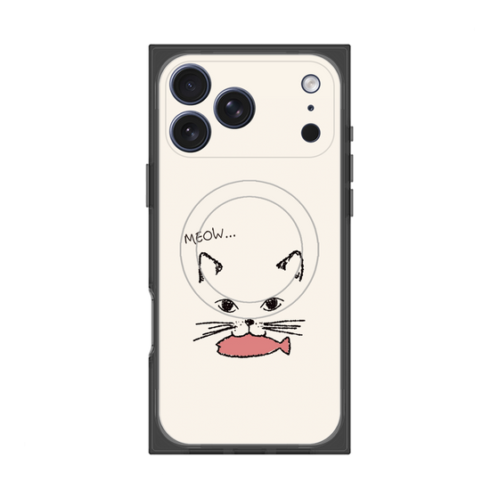 プレミアムスクエアケース with MagSafe［ 食いしん坊なねこ - White ］