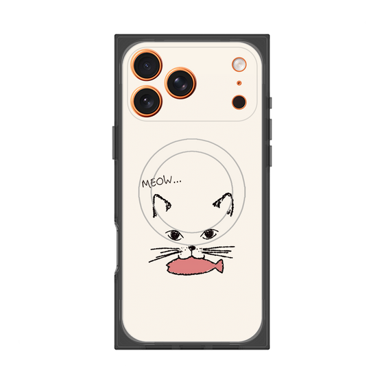 プレミアムスクエアケース with MagSafe［ 食いしん坊なねこ - White ］