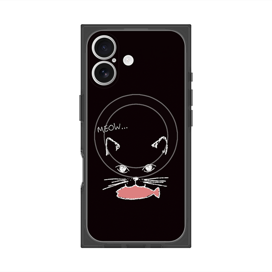 プレミアムスクエアケース with MagSafe［ 食いしん坊なねこ - Black ］