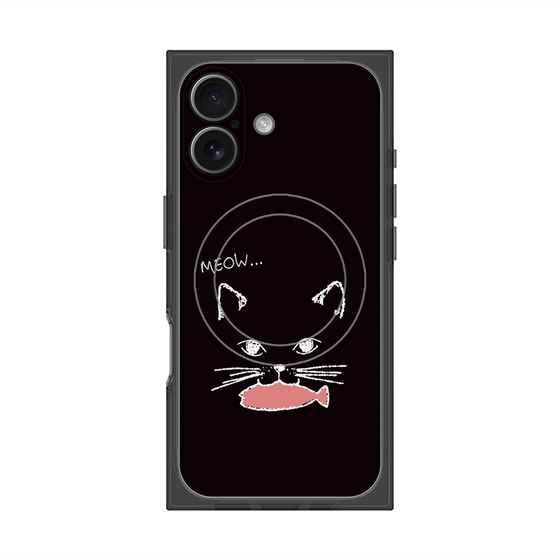 プレミアムスクエアケース with MagSafe［ 食いしん坊なねこ - Black ］
