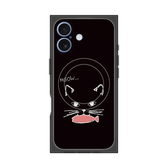 プレミアムスクエアケース with MagSafe［ 食いしん坊なねこ - Black ］