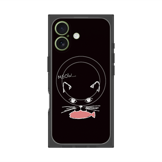 プレミアムスクエアケース with MagSafe［ 食いしん坊なねこ - Black ］