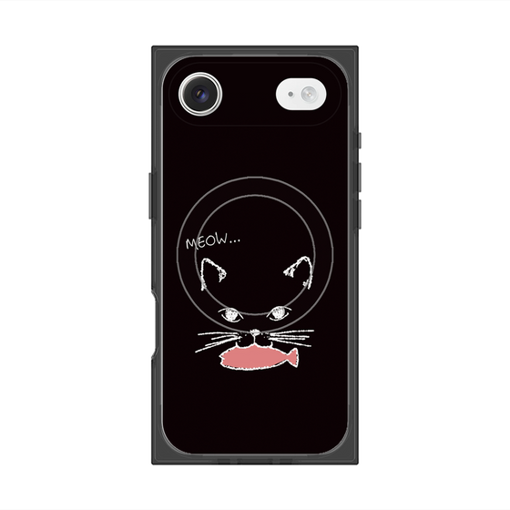 プレミアムスクエアケース with MagSafe［ 食いしん坊なねこ - Black ］