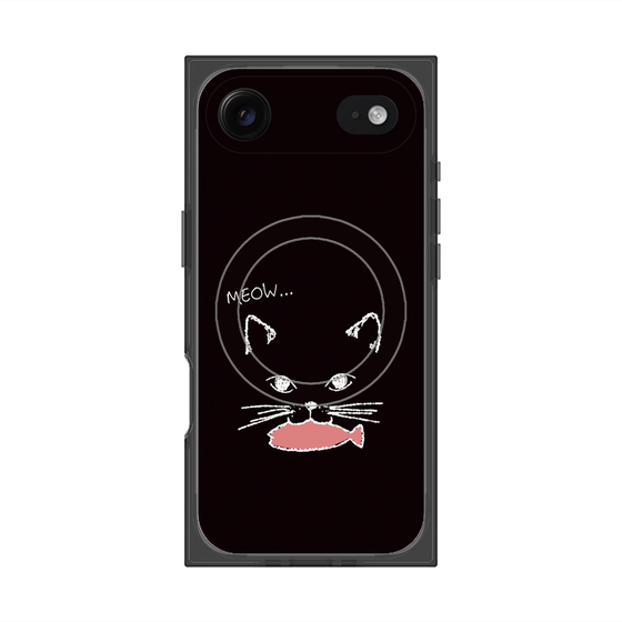 プレミアムスクエアケース with MagSafe［ 食いしん坊なねこ - Black ］