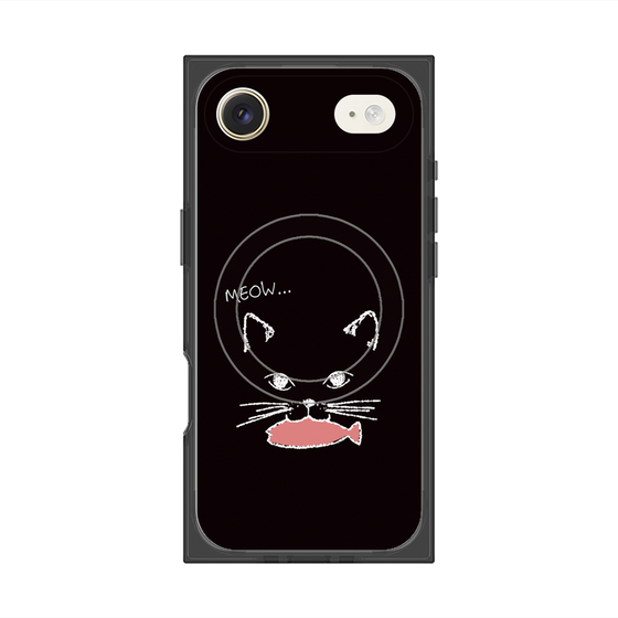 プレミアムスクエアケース with MagSafe［ 食いしん坊なねこ - Black ］