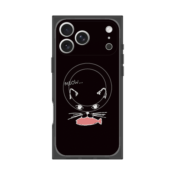 プレミアムスクエアケース with MagSafe［ 食いしん坊なねこ - Black ］