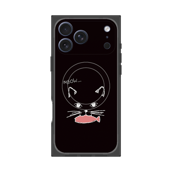 プレミアムスクエアケース with MagSafe［ 食いしん坊なねこ - Black ］