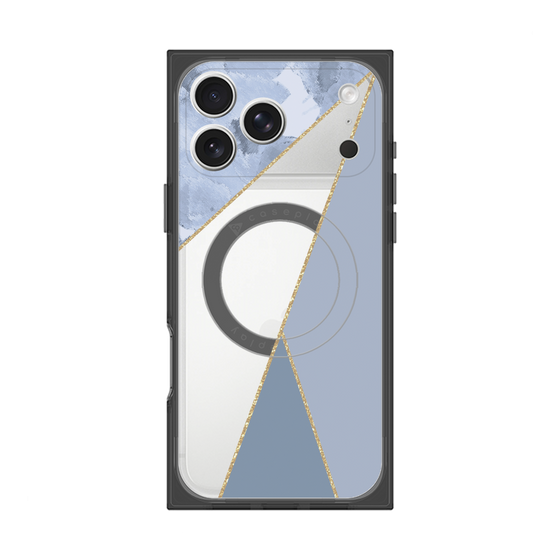 プレミアムスクエアケース with MagSafe［ マーブルトライアングルパレット - Blue ］