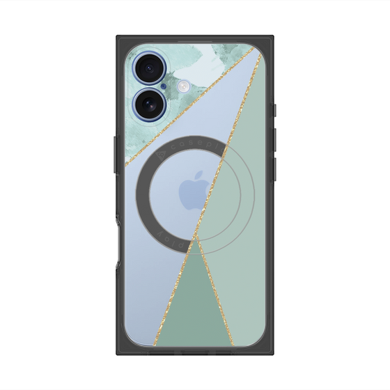 プレミアムスクエアケース with MagSafe［ マーブルトライアングルパレット - Green ］