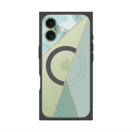 プレミアムスクエアケース with MagSafe［ マーブルトライアングルパレット - Green ］