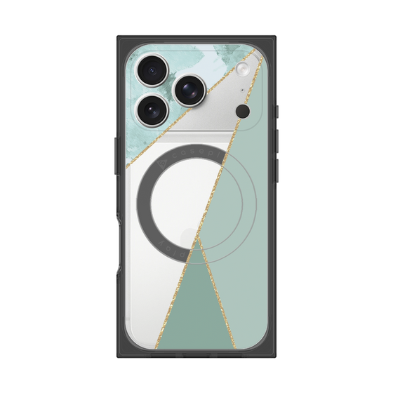 プレミアムスクエアケース with MagSafe［ マーブルトライアングルパレット - Green ］
