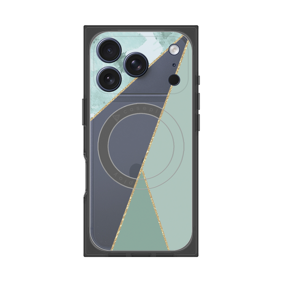 プレミアムスクエアケース with MagSafe［ マーブルトライアングルパレット - Green ］