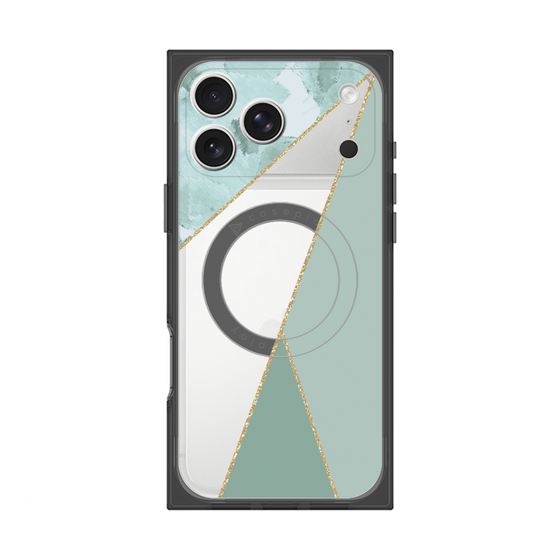 プレミアムスクエアケース with MagSafe［ マーブルトライアングルパレット - Green ］