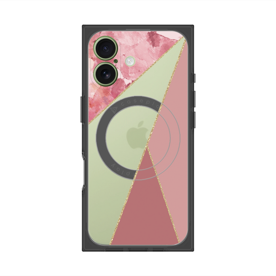 プレミアムスクエアケース with MagSafe［ マーブルトライアングルパレット - Pink ］