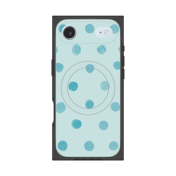 プレミアムスクエアケース with MagSafe［ 水彩ドット・レトロカラー - Light Blue ］