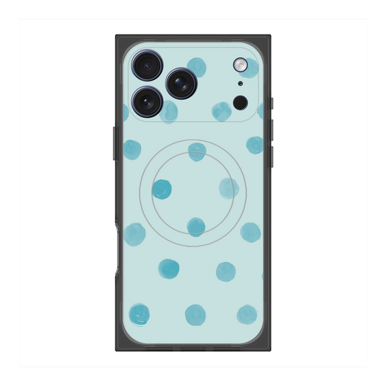 プレミアムスクエアケース with MagSafe［ 水彩ドット・レトロカラー - Light Blue ］