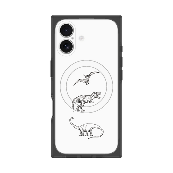プレミアムスクエアケース with MagSafe［ Dinosaurs No.1 - White ］