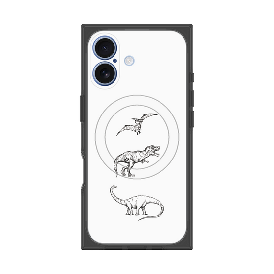 プレミアムスクエアケース with MagSafe［ Dinosaurs No.1 - White ］