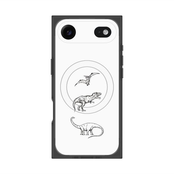 プレミアムスクエアケース with MagSafe［ Dinosaurs No.1 - White ］