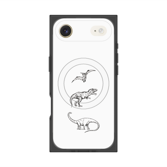 プレミアムスクエアケース with MagSafe［ Dinosaurs No.1 - White ］