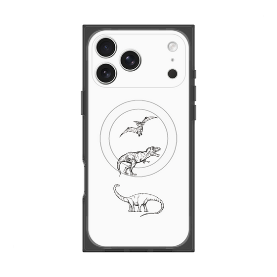プレミアムスクエアケース with MagSafe［ Dinosaurs No.1 - White ］
