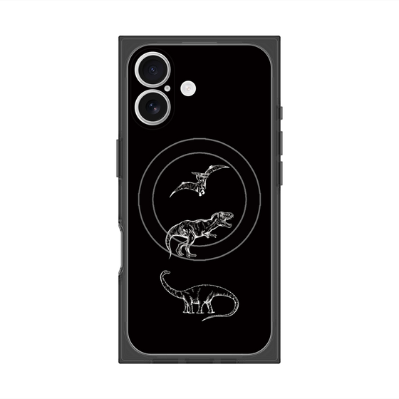 プレミアムスクエアケース with MagSafe［ Dinosaurs No.1 - Black ］