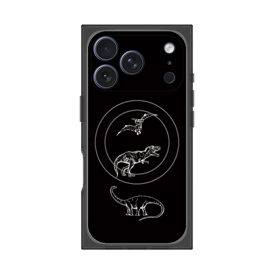 プレミアムスクエアケース with MagSafe［ Dinosaurs No.1 - Black ］